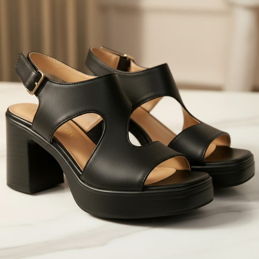 Sandales Talon Bloc Élégantes | Allure de Reine & Confort orthopédique