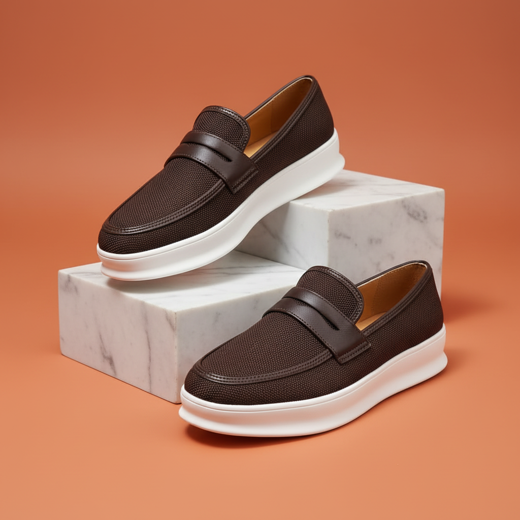 Loafer marron texturé semelle blanche - La Bénédiction