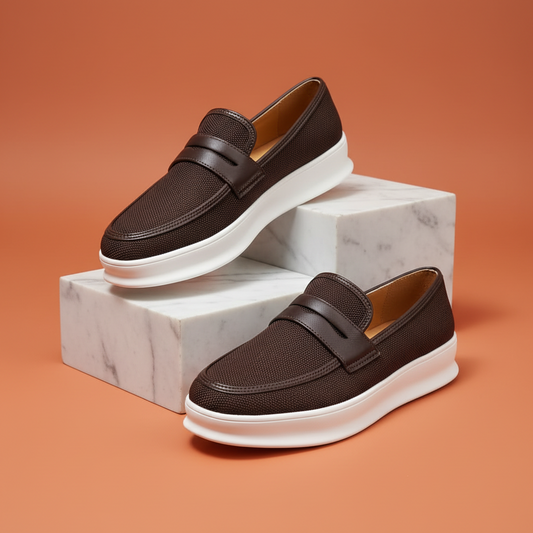 Loafer marron texturé semelle blanche - La Bénédiction