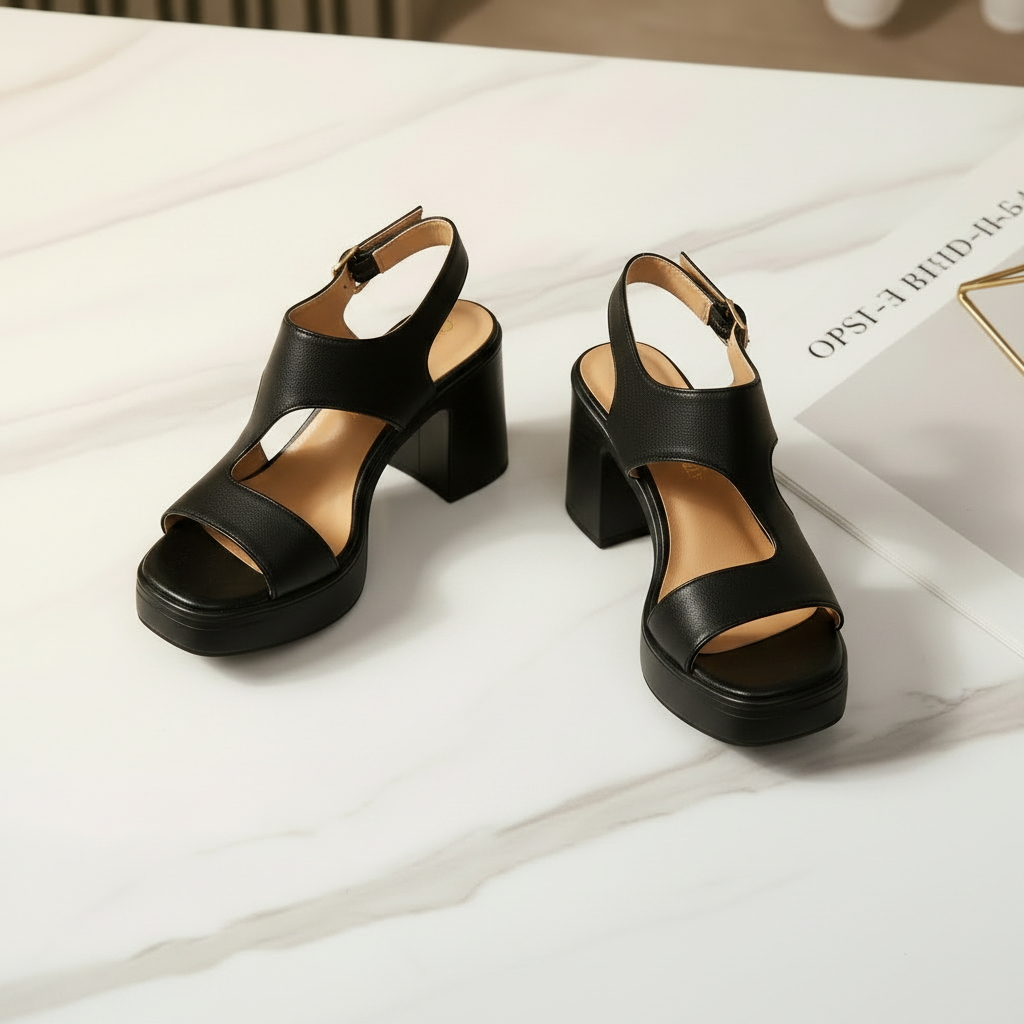 Sandales Talon Bloc Élégantes | Allure de Reine & Confort orthopédique